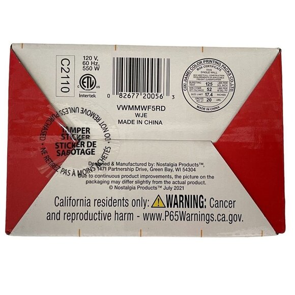 Nostalgia Red MyMini Waffle Maker Compact Size 5" Non-Sick New in Sealed Box (O) - Picture 5 of 5